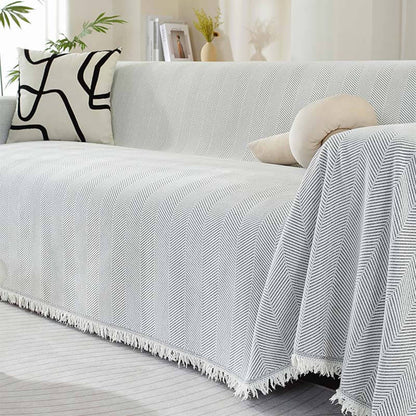 Sofa Throw Chenille Herringbone Tassel Blanket Cover Large 70.9x165.4in Pet Protection Couch Blanket Wrap | Koossa
