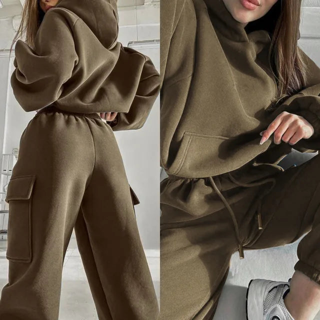 Jasmine | Women Cargo Pocket bluza z kapturem i Joggers set