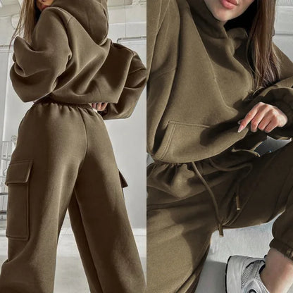 Jasmine | Women Cargo Pocket bluza z kapturem i Joggers set