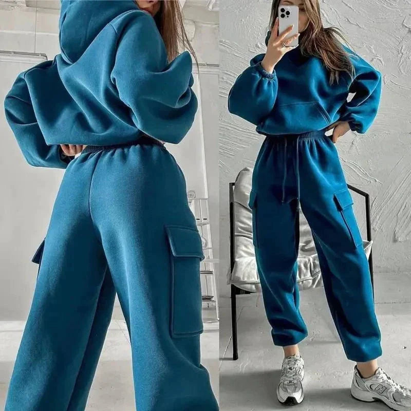 Jasmine | Women Cargo Pocket bluza z kapturem i Joggers set