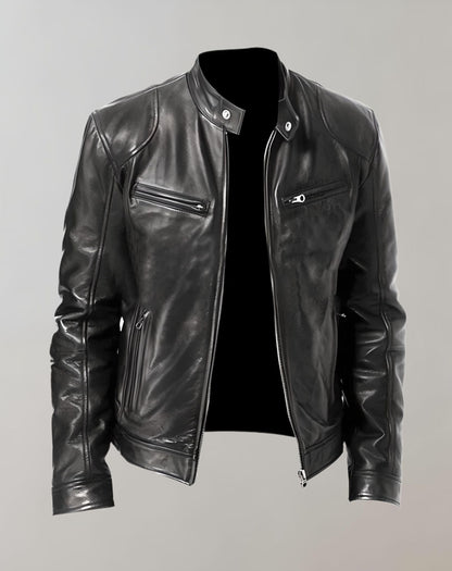 Men’s Shiny Leather Jacket – Stylish Durable Comfortable Zip Up Casual Smart Everyday Outerwear