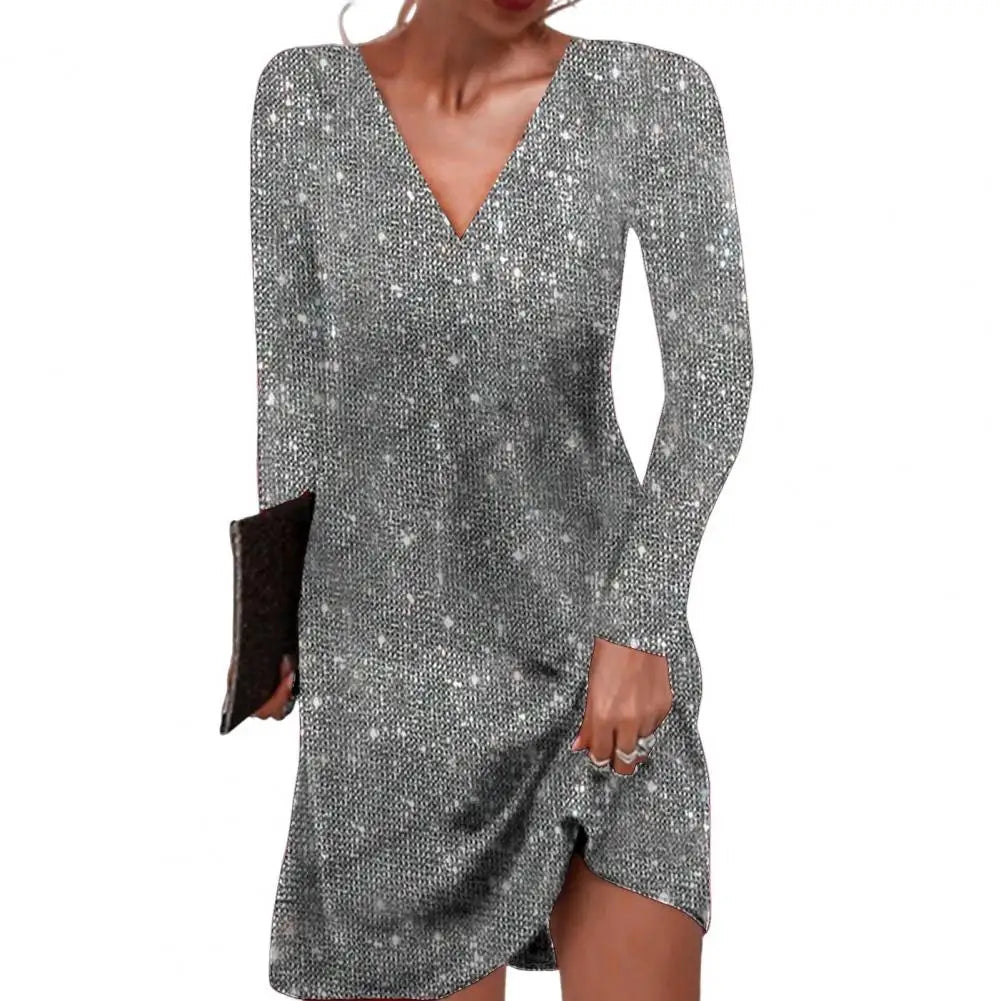 Eleanor | Women elegant dekolt w serek kopertowy dress