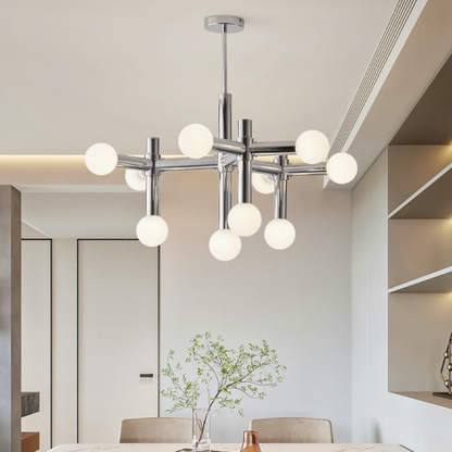 Chrome Globe Chandelier with Sputnik Design
