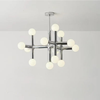 Chrome Globe Chandelier with Sputnik Design