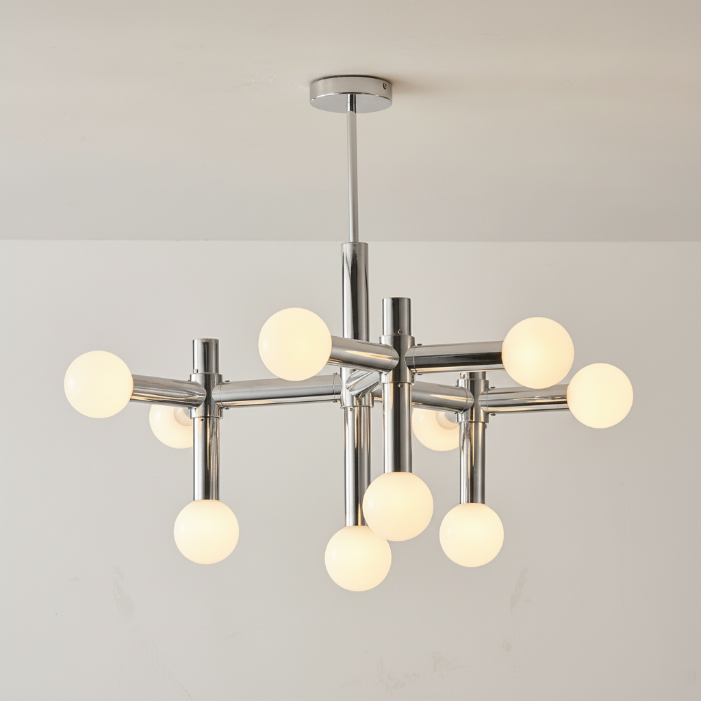 Chrome Globe Chandelier with Sputnik Design