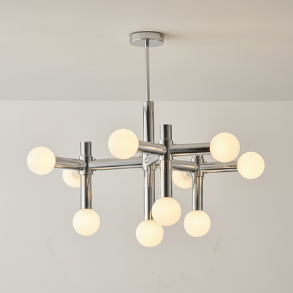 Chrome Globe Chandelier with Sputnik Design