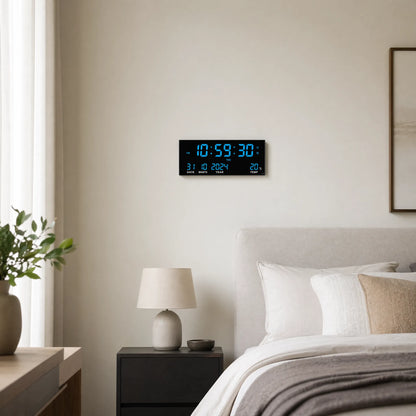 Chronovex - Large LED Digital Wall Clock With Calendar- Wall-Mounted Timekeeping