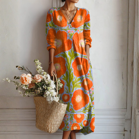 Enchanted Floral Kleid – Leichtes Leinenkleid mit Blumendruck