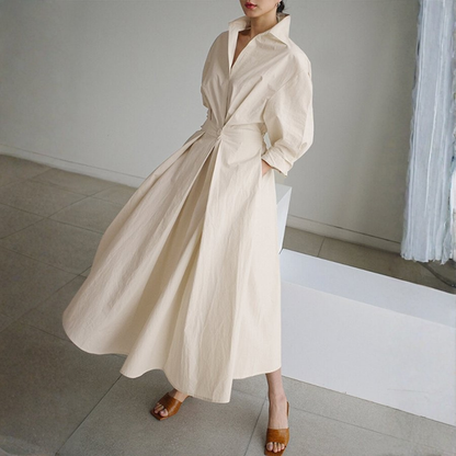 Clara | Women Button-Up Shirt Dress Maxi Casual Elegant
