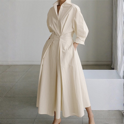 Clara | Women Button-Up Shirt Dress Maxi Casual Elegant