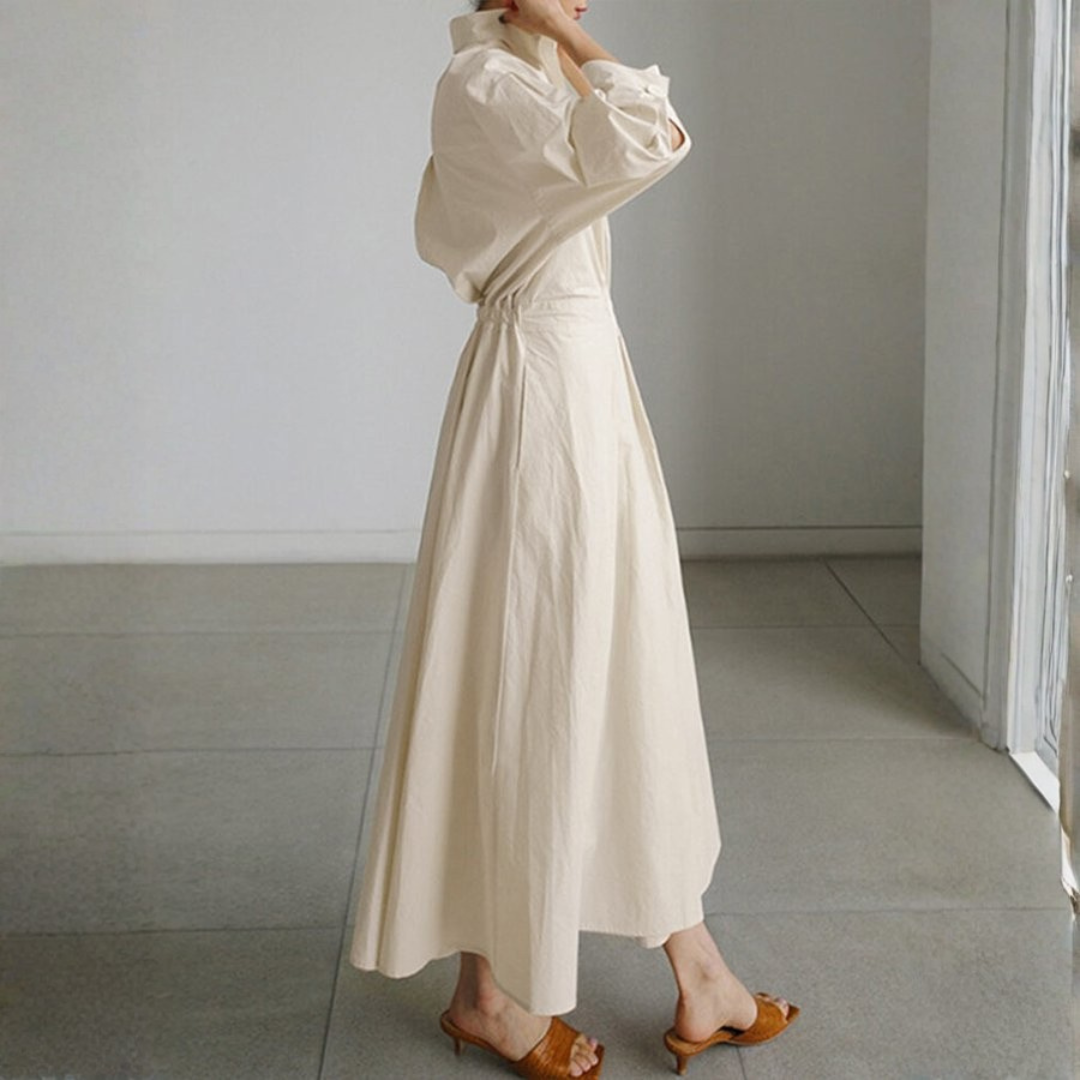 Clara | Women Button-Up Shirt Dress Maxi Casual Elegant