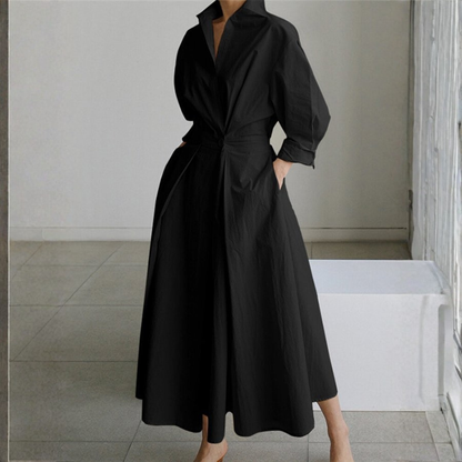 Clara | Women Button-Up Shirt Dress Maxi Casual Elegant