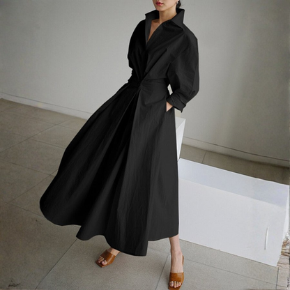 Clara | Women Button-Up Shirt Dress Maxi Casual Elegant
