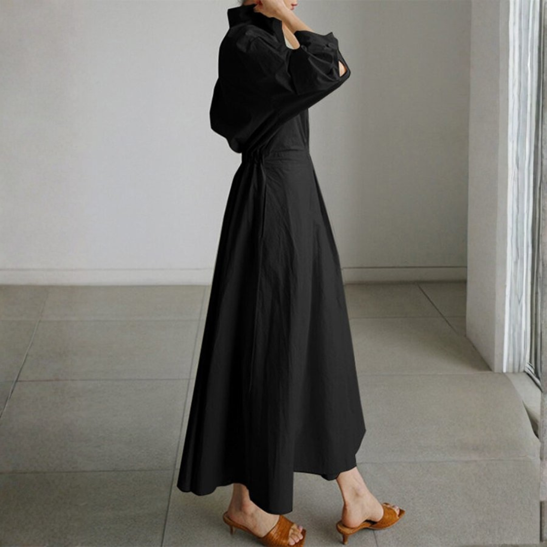 Clara | Women Button-Up Shirt Dress Maxi Casual Elegant