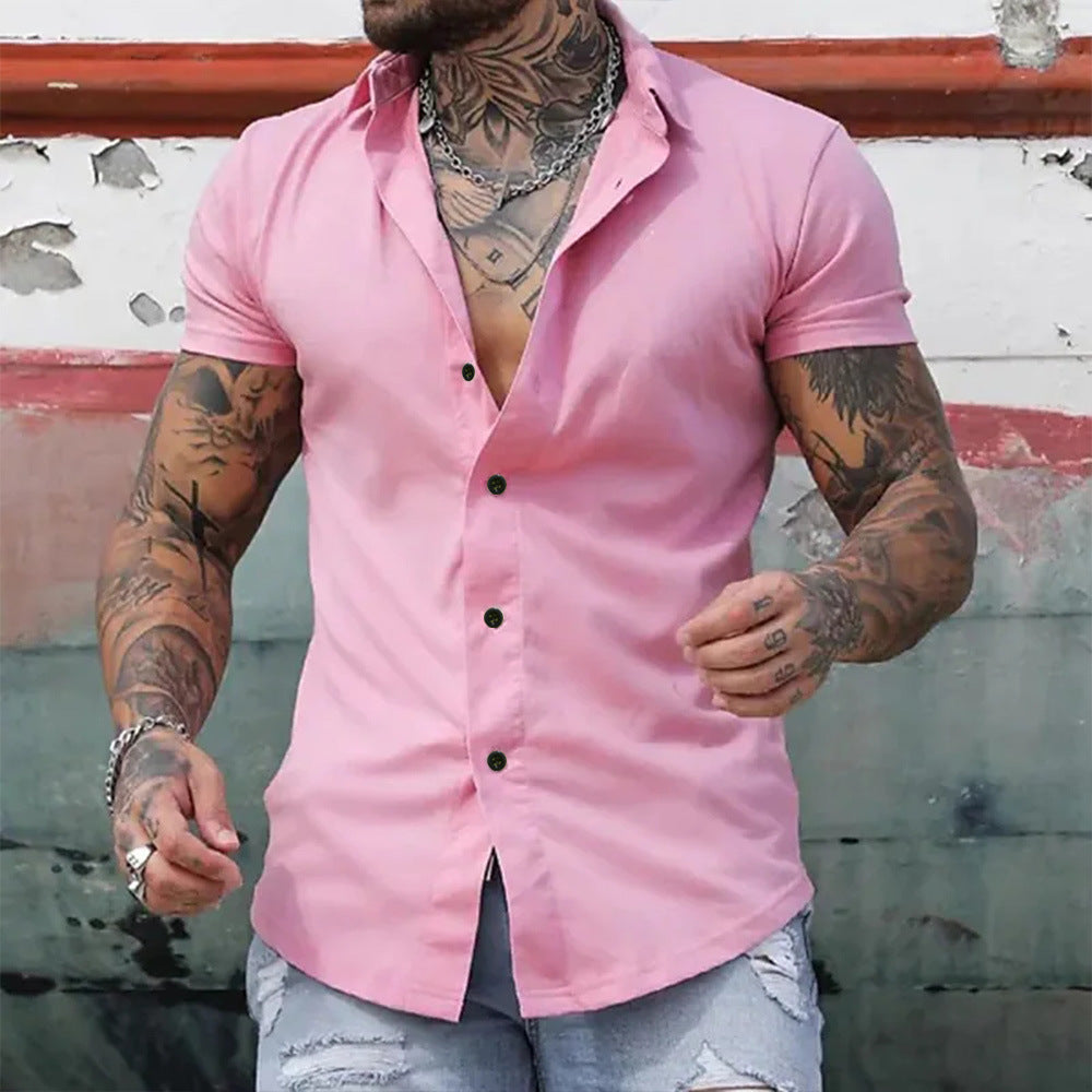 Men's classic slim fit short-sleeved shirt