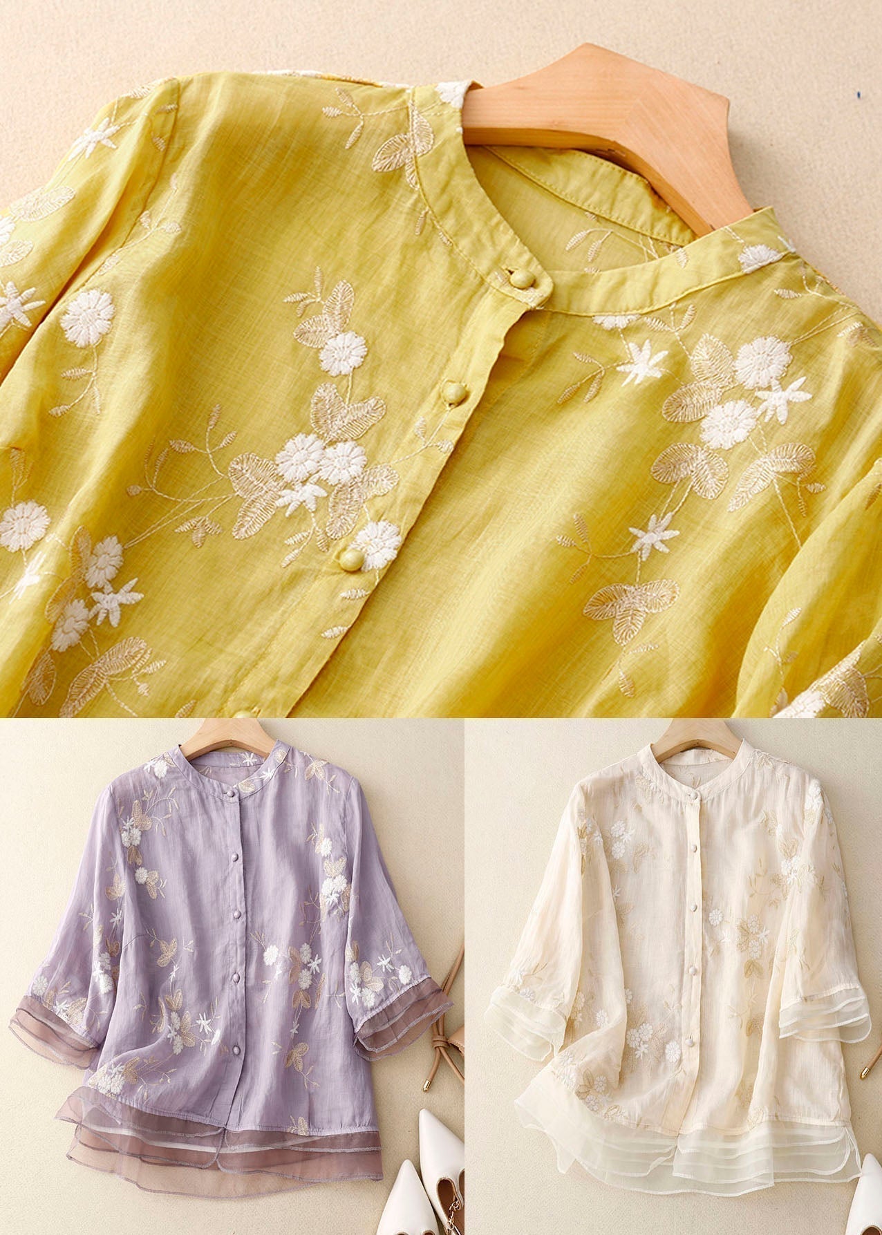 Chic Blouse with Floral Accents