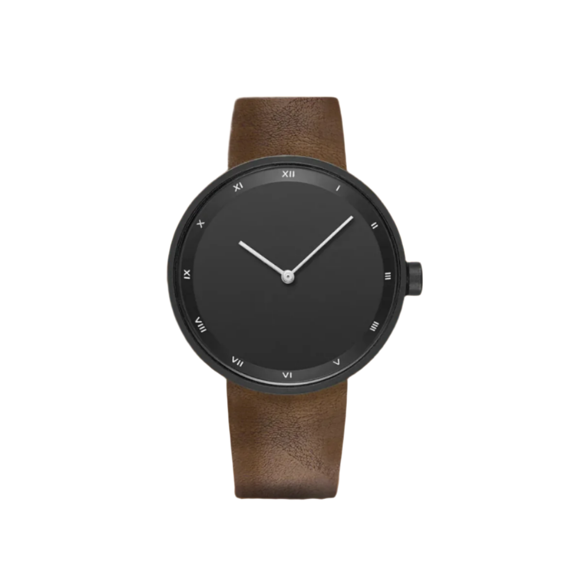 Clean Men’s Minimalist Watch With Slim Case And Leather Strap