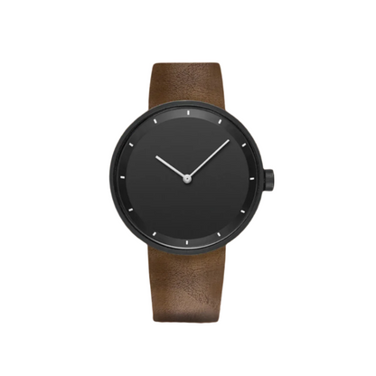 Clean Men’s Minimalist Watch With Slim Case And Leather Strap