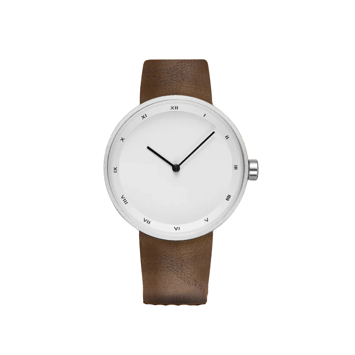 Clean Men’s Minimalist Watch With Slim Case And Leather Strap