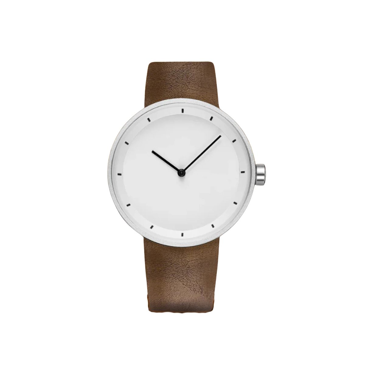 Clean Men’s Minimalist Watch With Slim Case And Leather Strap