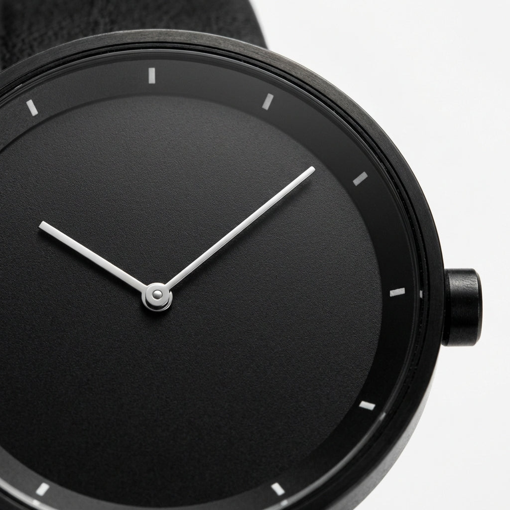 Clean Men’s Minimalist Watch With Slim Case And Leather Strap