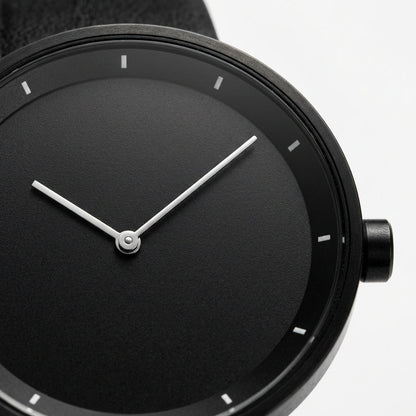 Clean Men’s Minimalist Watch With Slim Case And Leather Strap