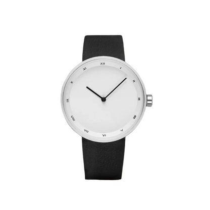 Clean Men’s Minimalist Watch With Slim Case And Leather Strap