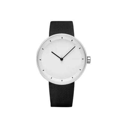 Clean Men’s Minimalist Watch With Slim Case And Leather Strap