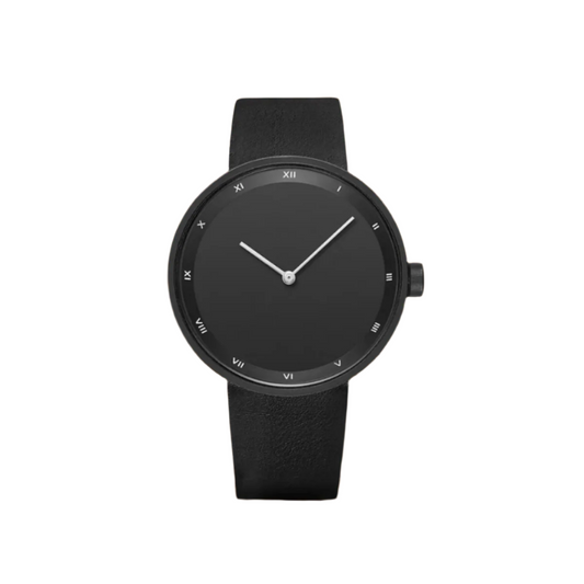 Clean Men’s Minimalist Watch With Slim Case And Leather Strap