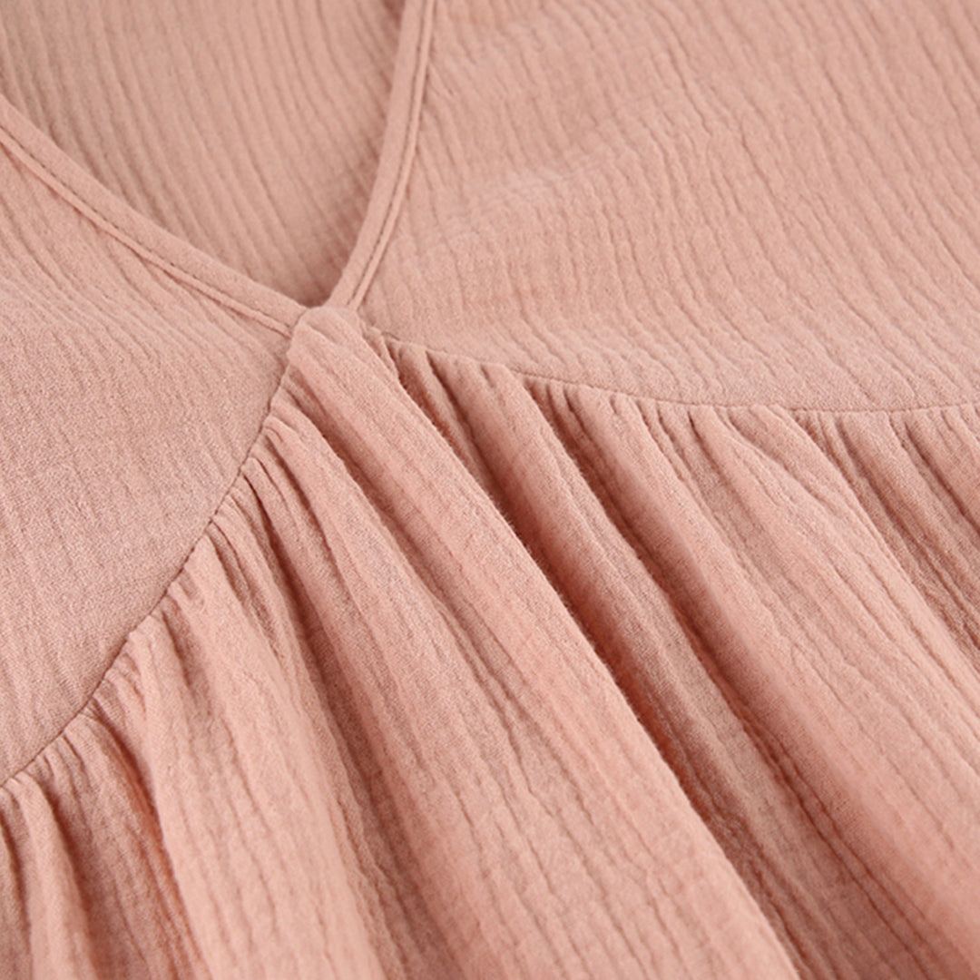 Robe Midi Décontractée pour Femme – Robe Ample à Col en V