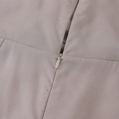Lange Chiffon & Satijnen Jurk met Pailletten en Elegante V-Hals