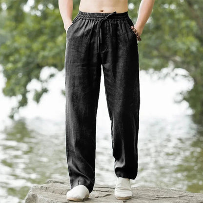 CoastEase | Herren-Leinen Strandhose mit Kordelzug | Bequeme Sommermode für Freizeit und Urlaub 4