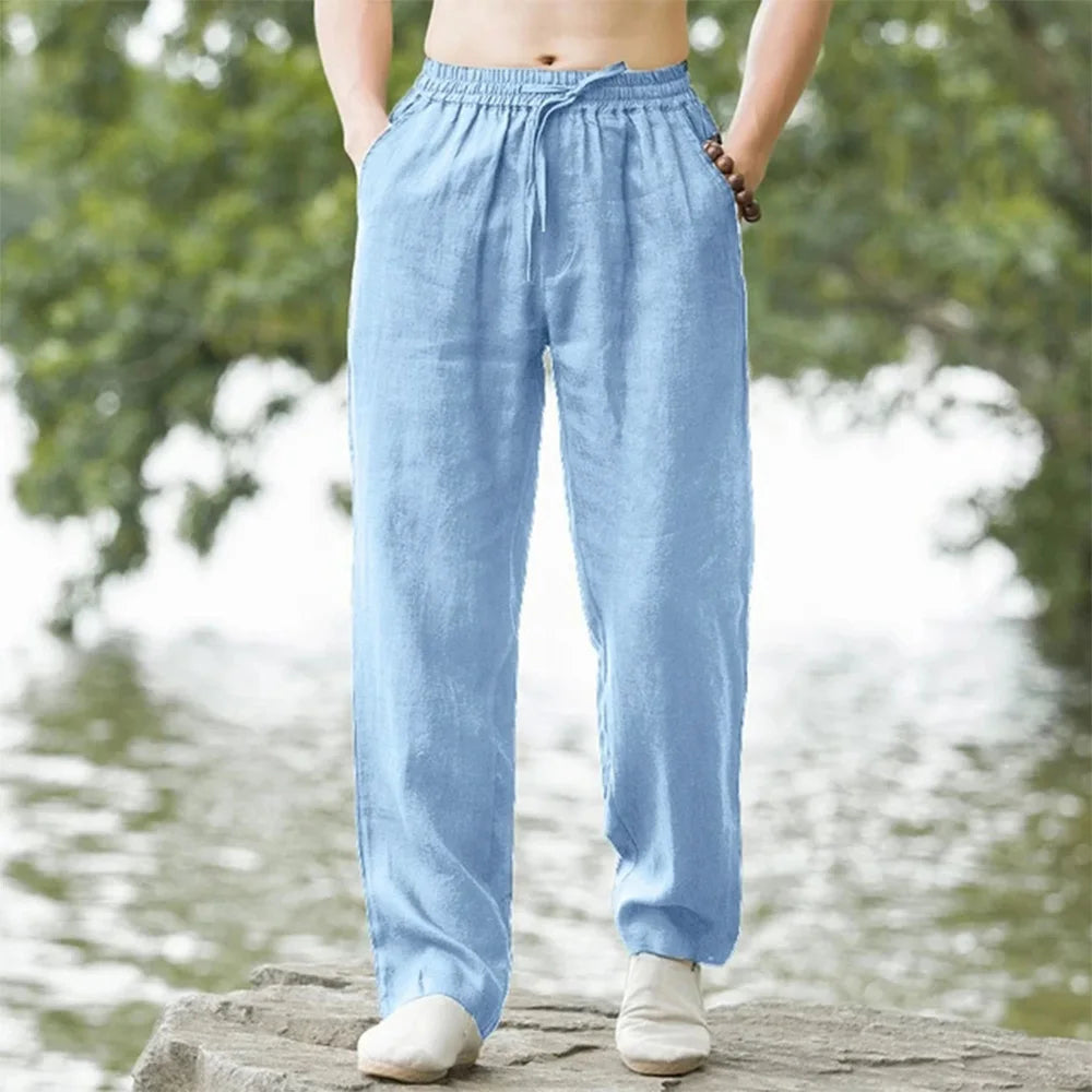 CoastEase | Herren-Leinen Strandhose mit Kordelzug | Bequeme Sommermode für Freizeit und Urlaub 5