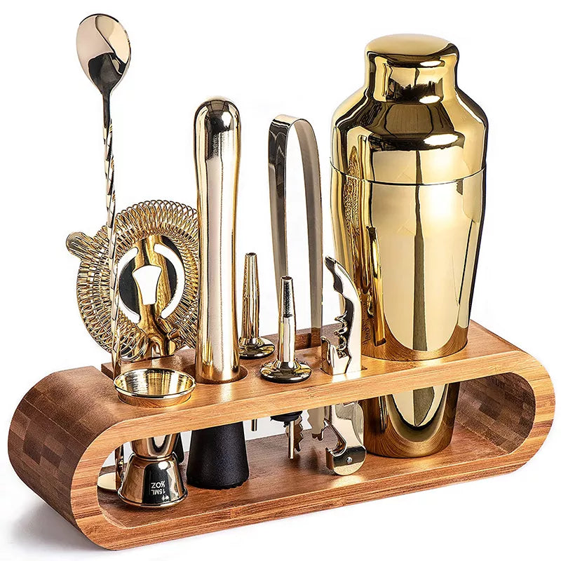 Cocktail shaker set – Premium stainless steel – 10-piece bar tool kit – Elegant home mixology essentials 10