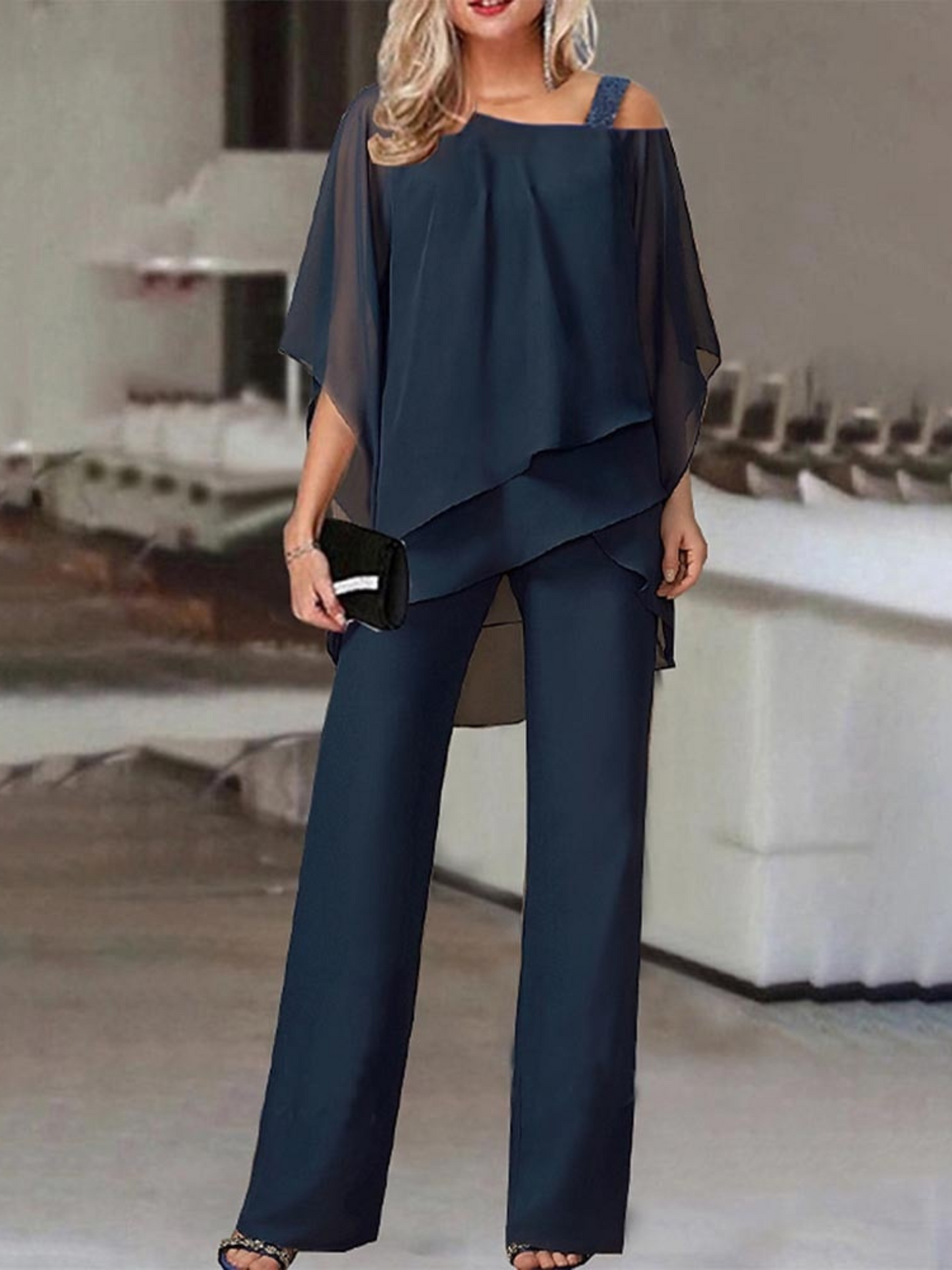 Cold Shoulder Jumpsuit for Women | Comfortable Fit | Dark blue