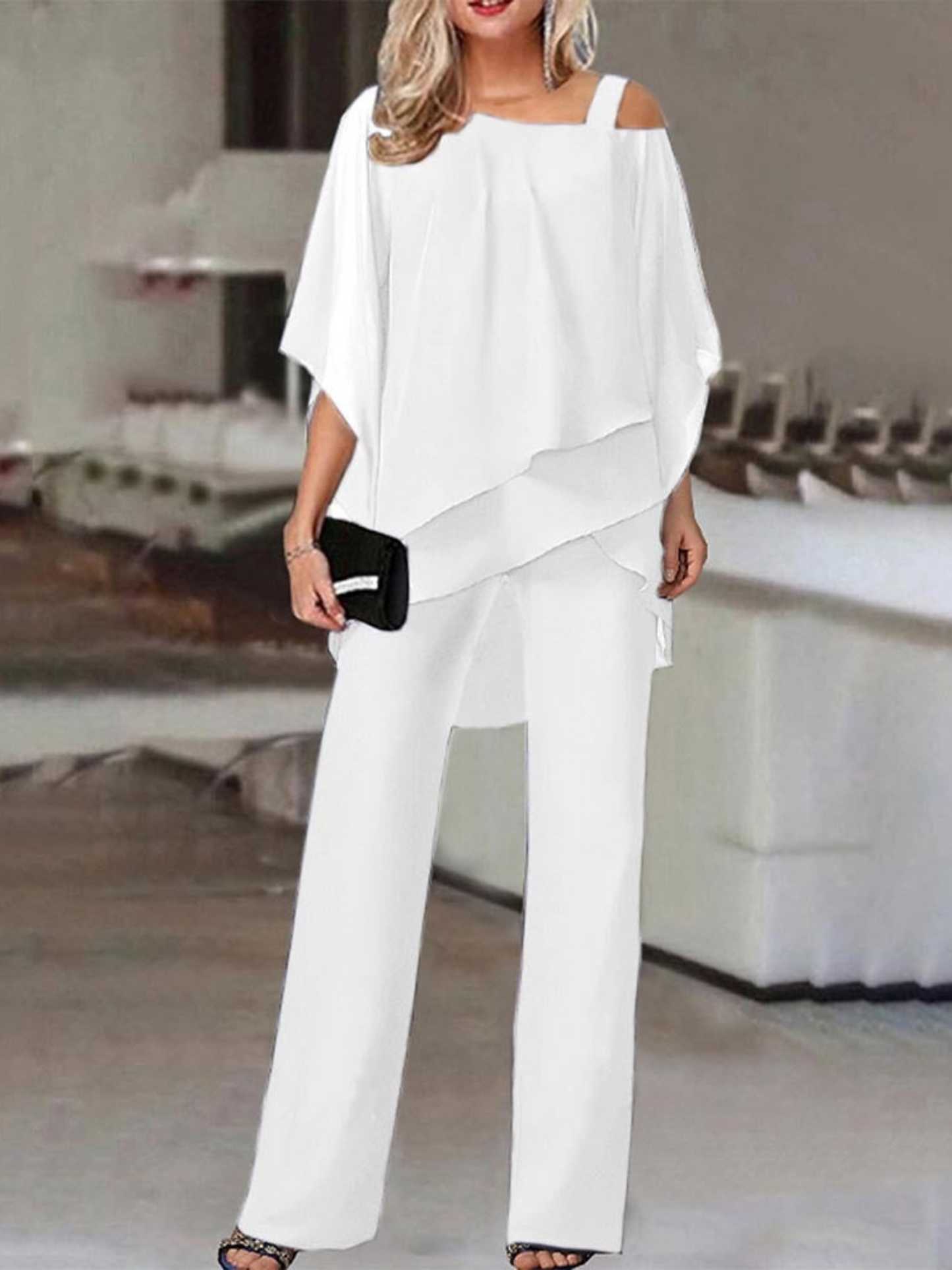Cold Shoulder Jumpsuit for Women | Comfortable Fit | White