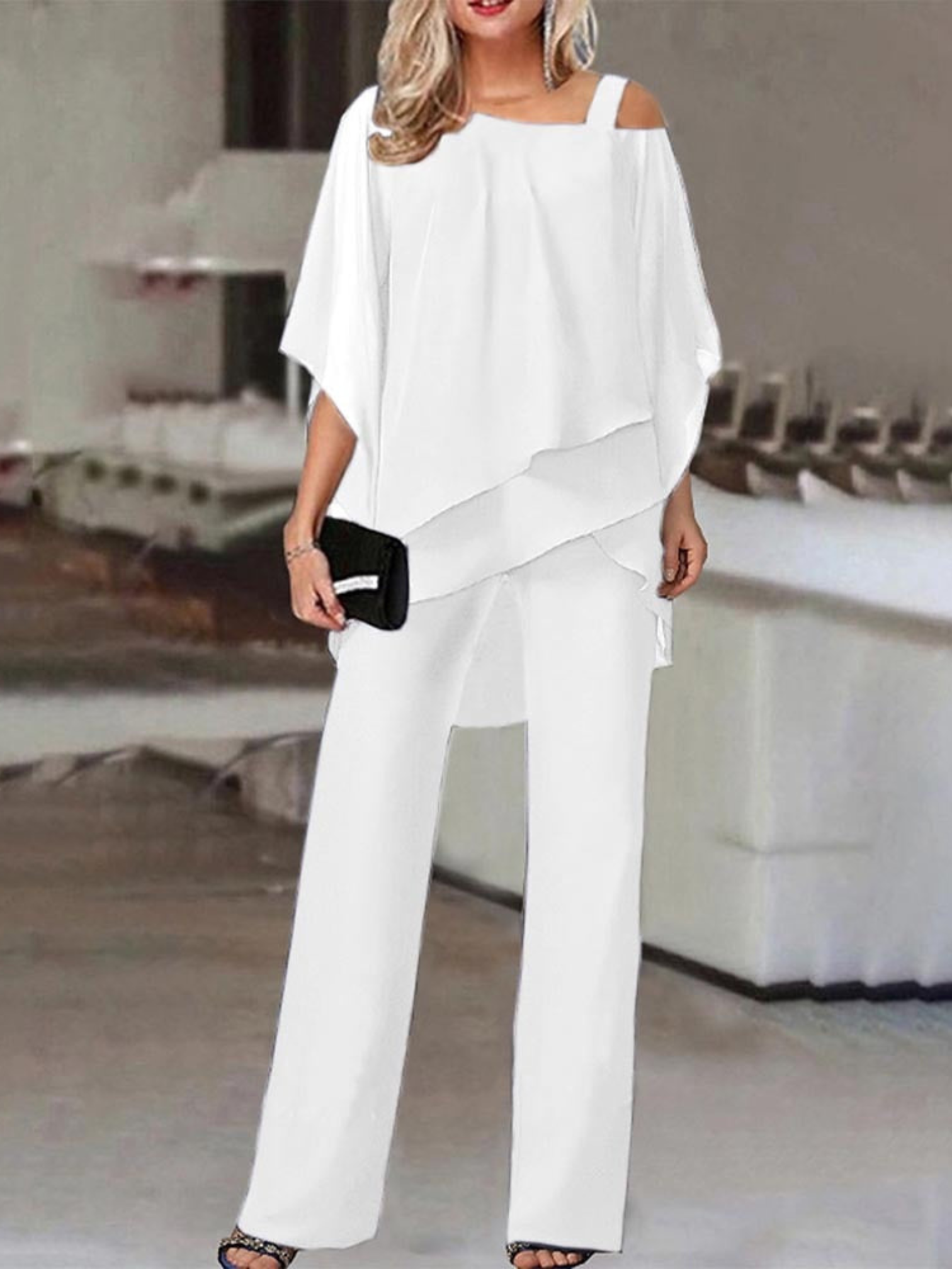 Cold Shoulder Jumpsuit for Women | Comfortable Fit | White