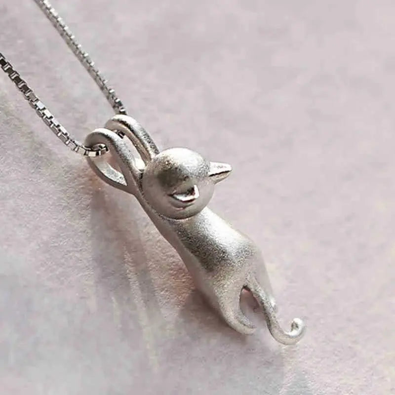 Speelse ketting met kittens van 925 zilver