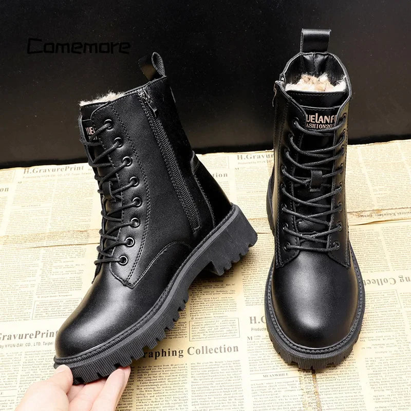 Schwarze Gefütterte Stiefel Für Damen