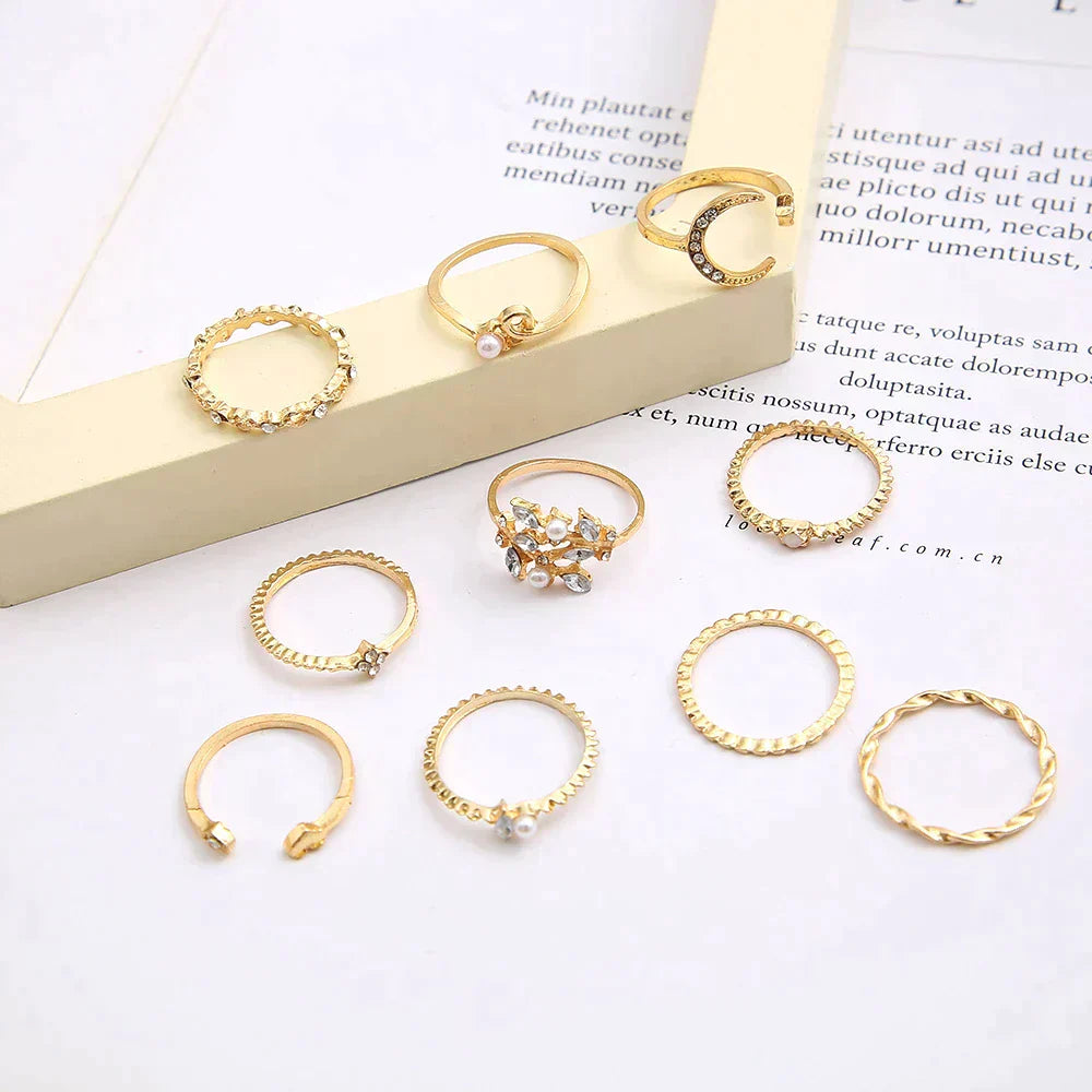 Divifa 10 Pack Ring in Gold-Plated stainless steel