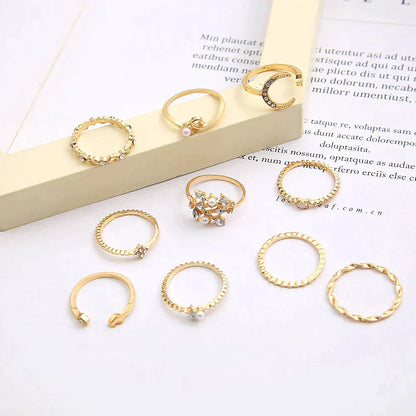 Divifa 10 Pack Ring in Gold-Plated stainless steel