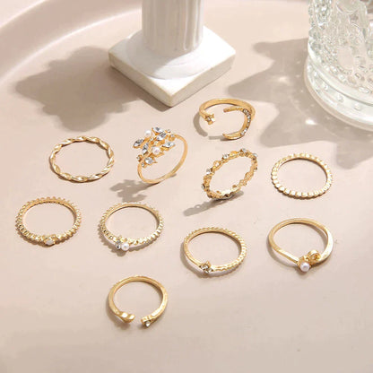 Divifa 10 Pack Ring in Gold-Plated stainless steel