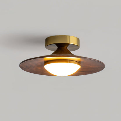 Royelux Contemporary LED Ceiling Lamp With Wood Accent And Metal Frame