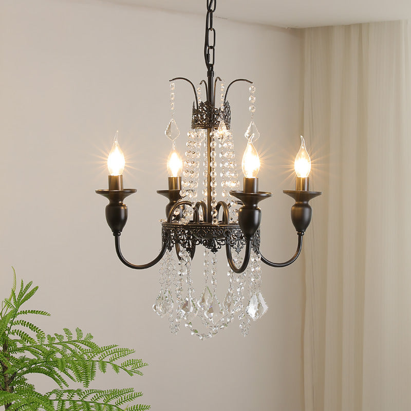 Crystal Candle Chandelier with Hanging Drops