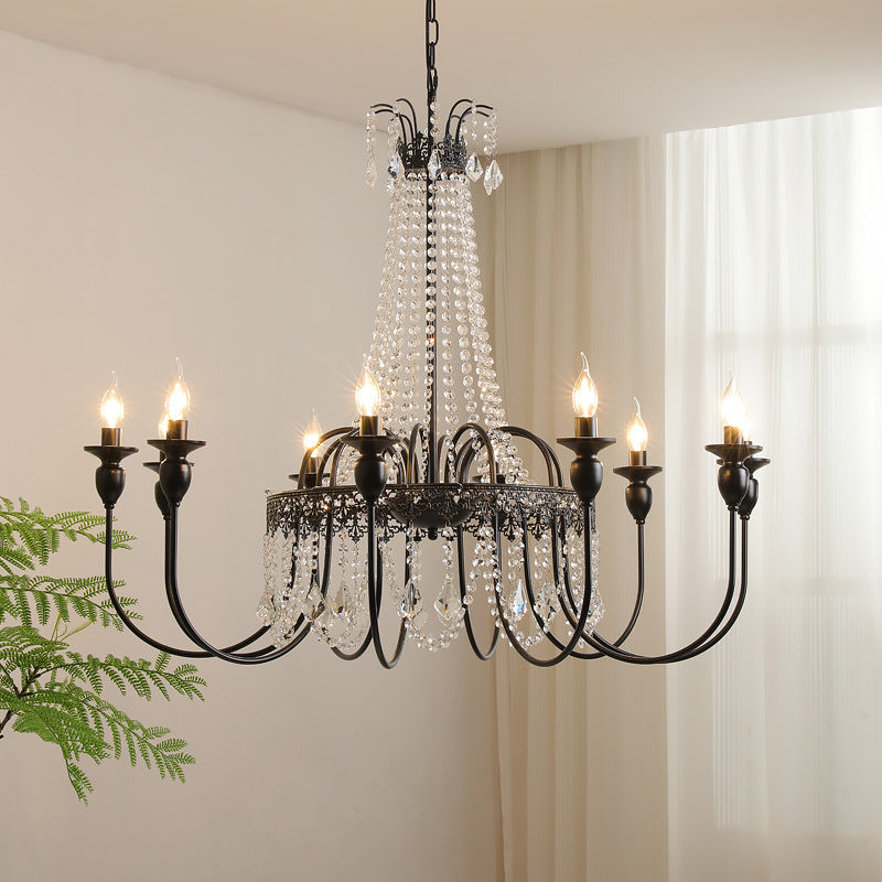Crystal Candle Chandelier with Hanging Drops