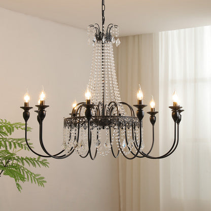 Crystal Candle Chandelier with Hanging Drops