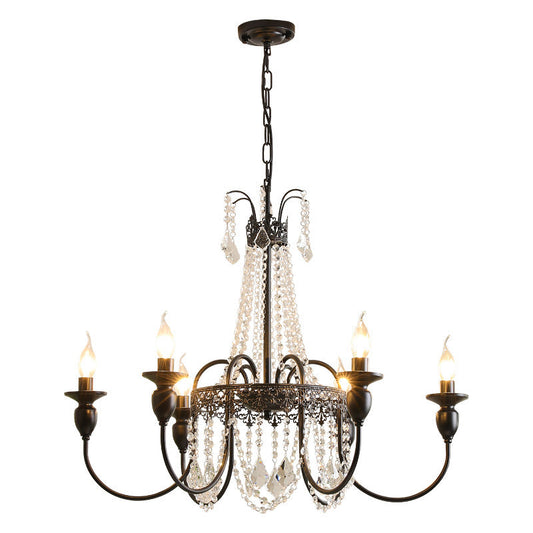 Crystal Candle Chandelier with Hanging Drops