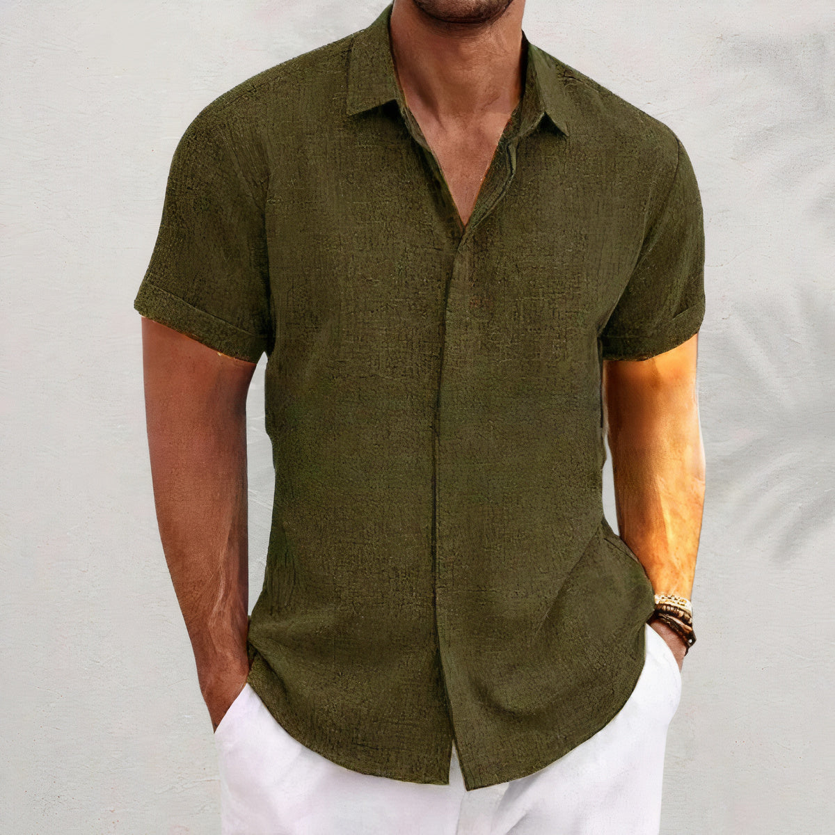 Linnen Heren Overhemd met Retro Look – Vintaro