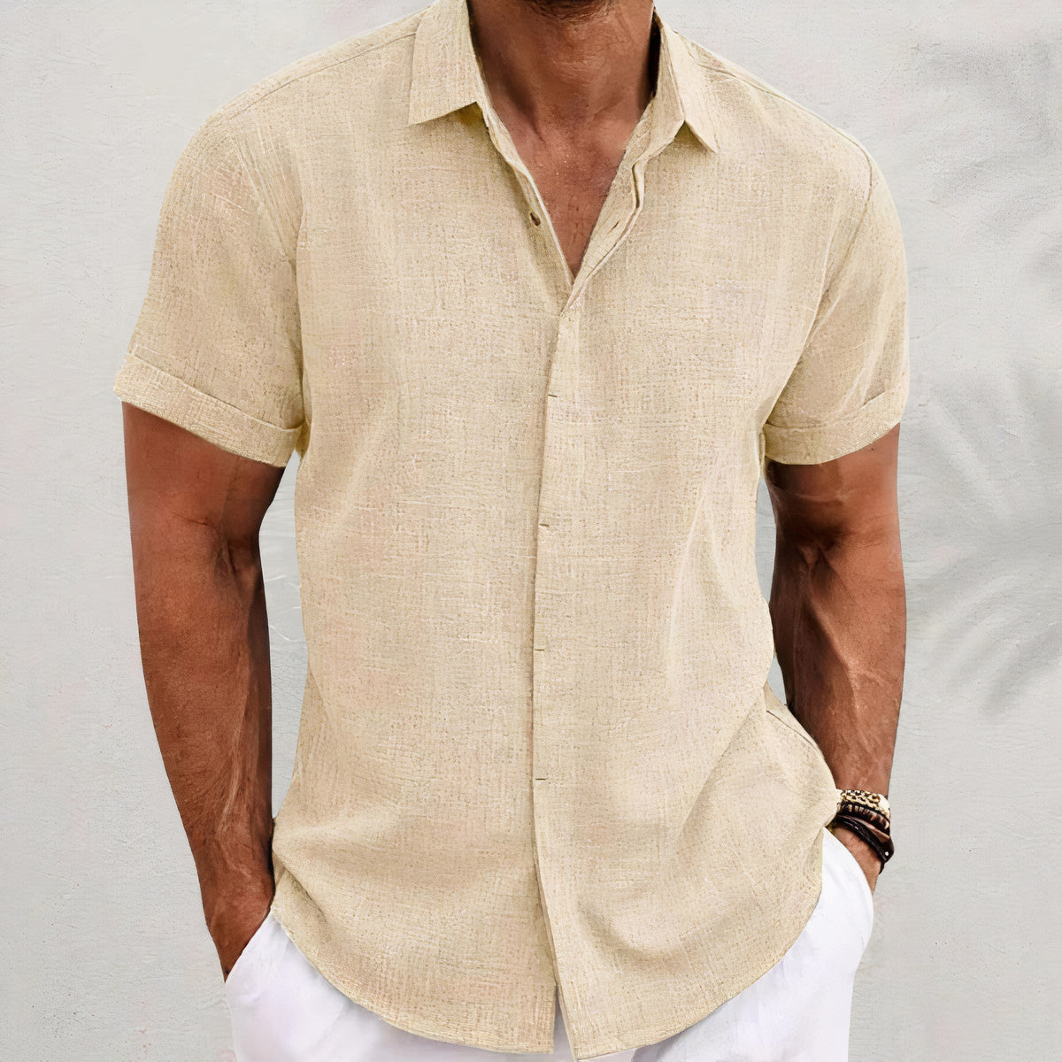 Leinen Herrenhemd mit Retro-Look – Vintaro