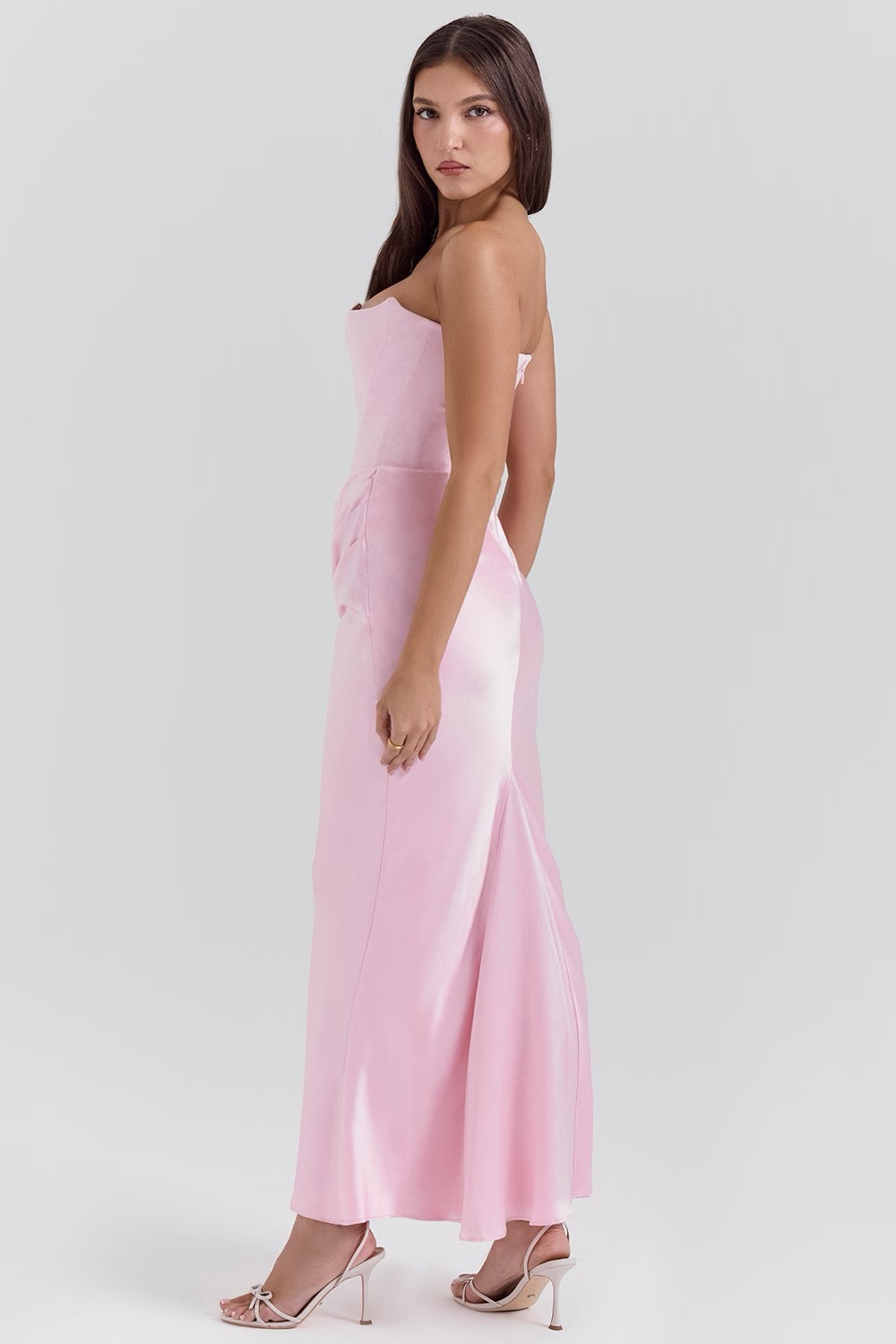 Women's Wedding Guest Lace Strapless Dress Evening